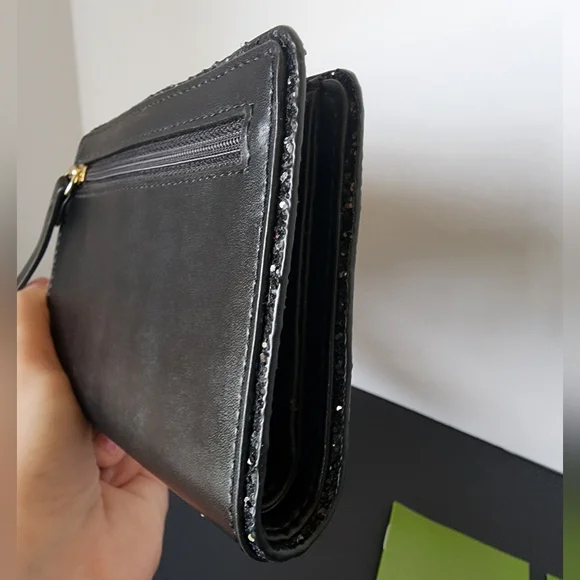 ✨️NWT✨️ Kate Spade Glitter Seton Drive Tellie Black Compact Bifold Wallet, 2018 - Picture 4 of 9